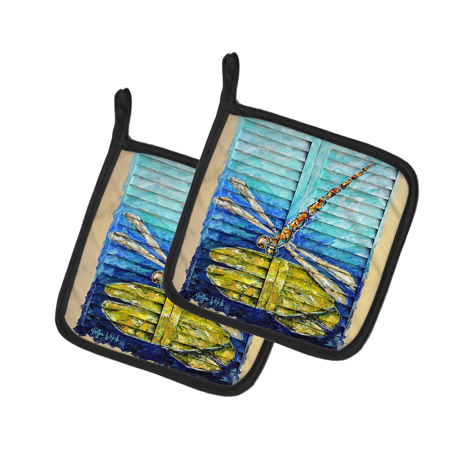 Buy this Blue Eyed Dragonfly Pair of Pot Holders