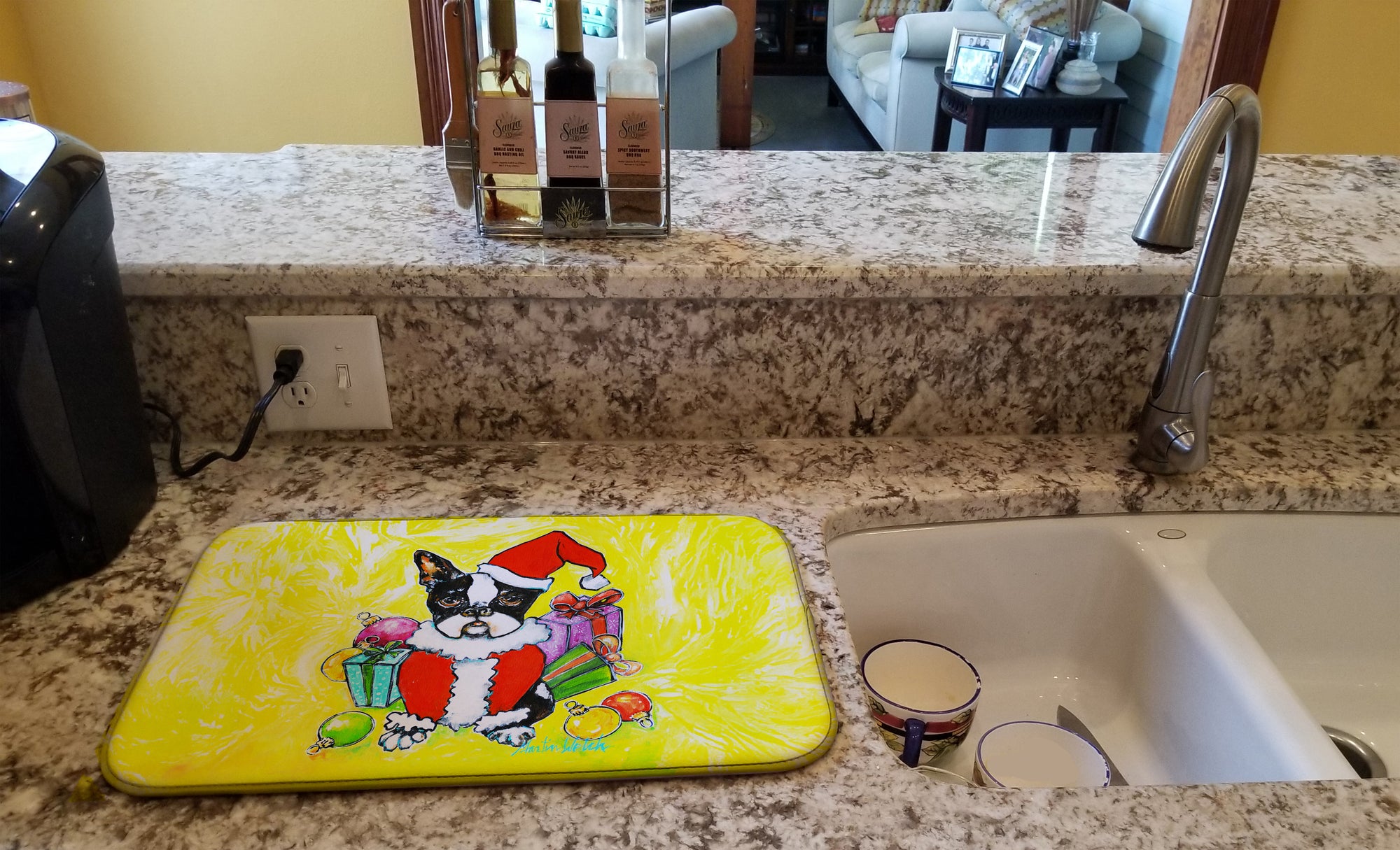 Buy this Boston Terrier Stinker That Stole Christmas Dish Drying Mat