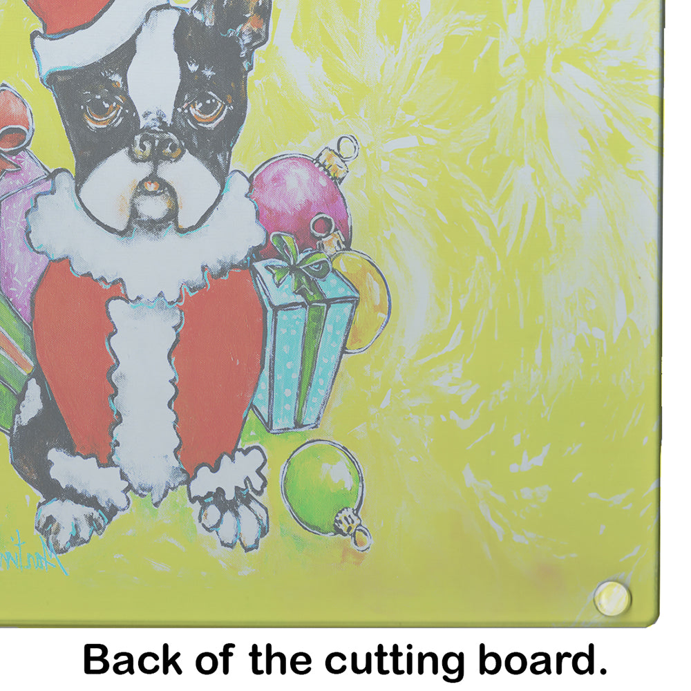 Boston Terrier Stinker That Stole Christmas Glass Cutting Board