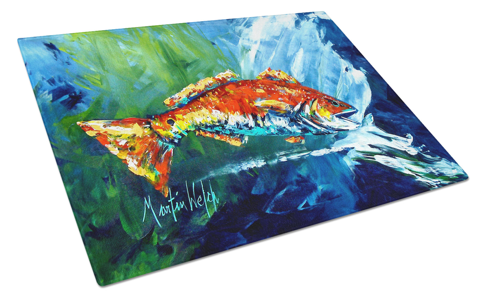 Buy this Break Through Red Fish Glass Cutting Board