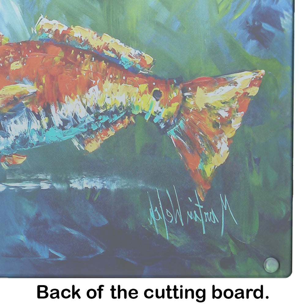 Break Through Red Fish Glass Cutting Board