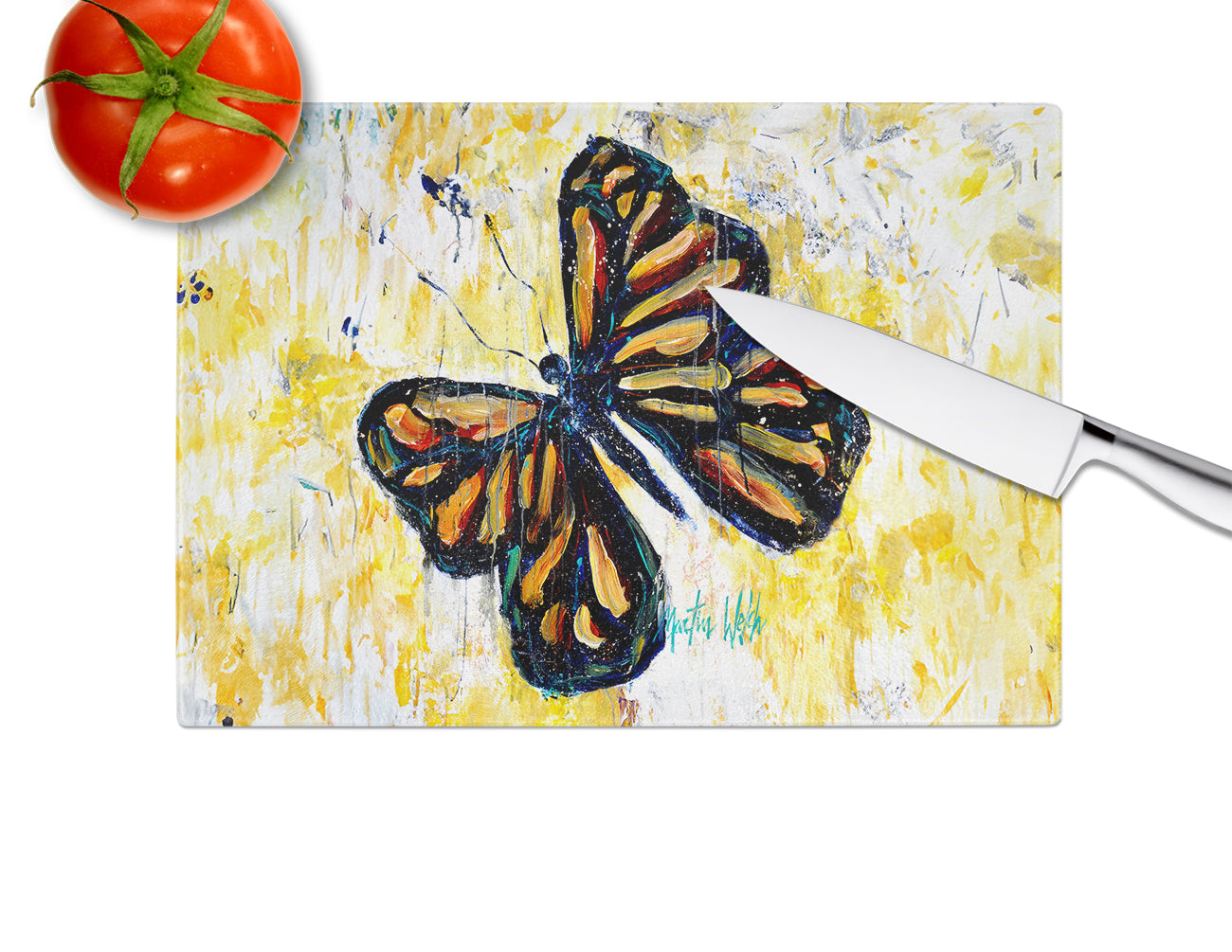 Butterfly Breeze Glass Cutting Board