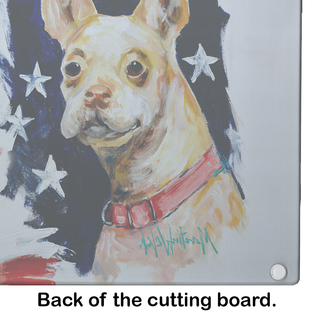 Chevy Boston Terrier Glass Cutting Board