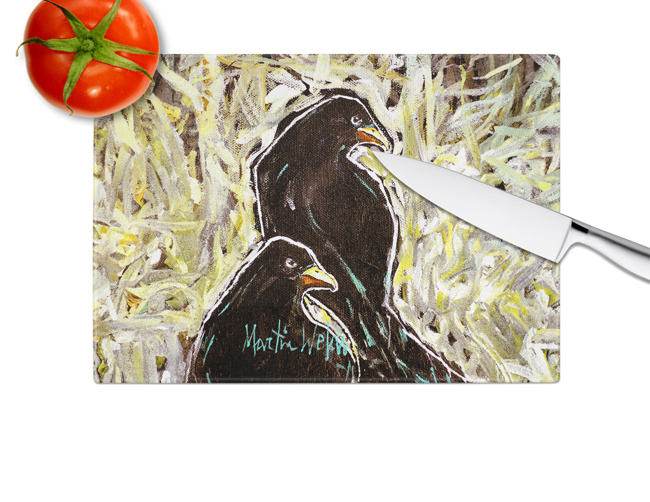 Crows Matt and Chester Glass Cutting Board
