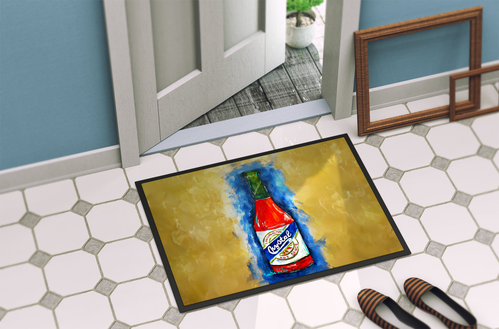 Hot Sauce Crystal Blue Doormat