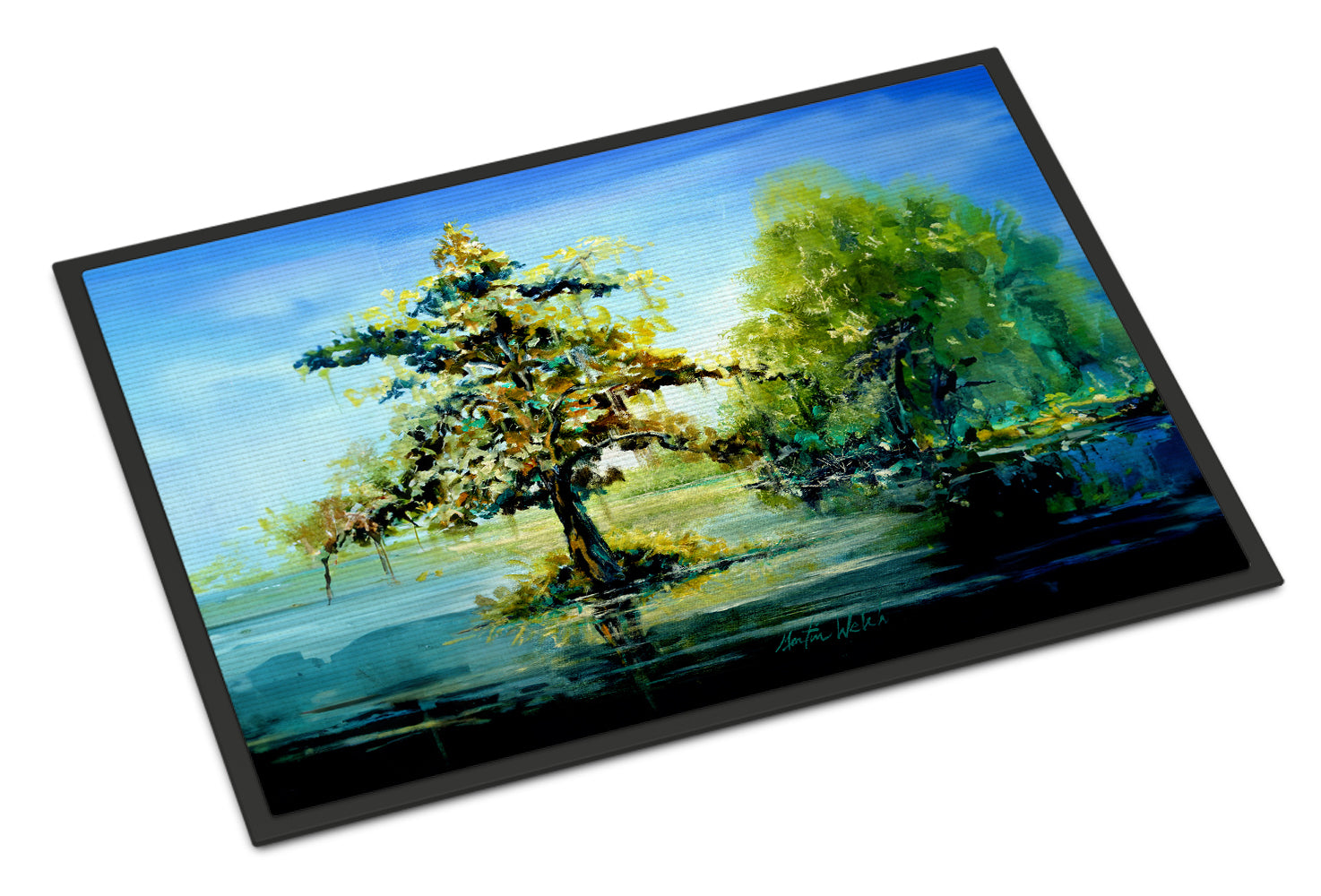 Caroline's Treasures Cypress Tree in the Bayou Blue Doormat-24x36 Indoor / Outdoor Rug | Made in USA