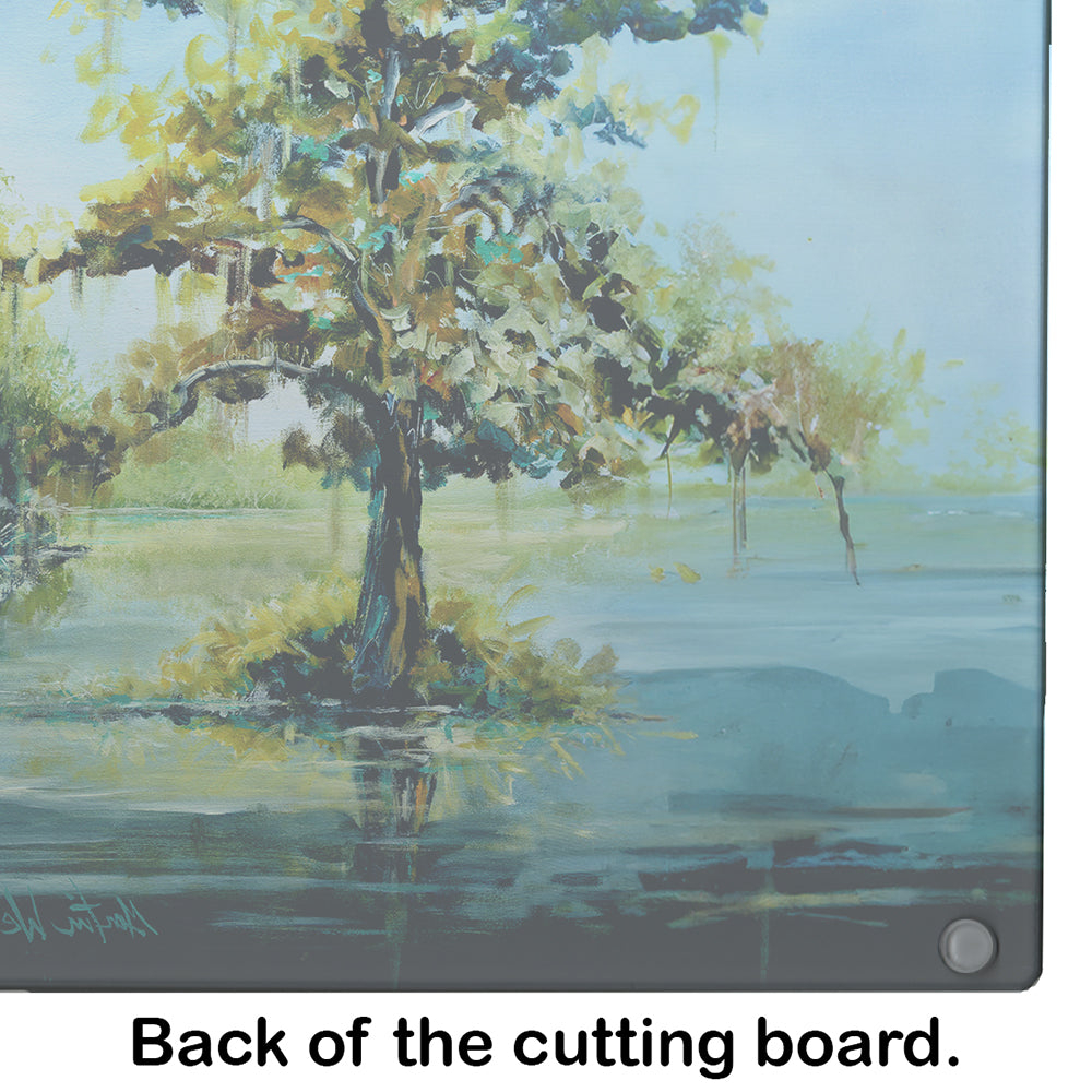 Cypress Tree in the Bayou Blue Glass Cutting Board