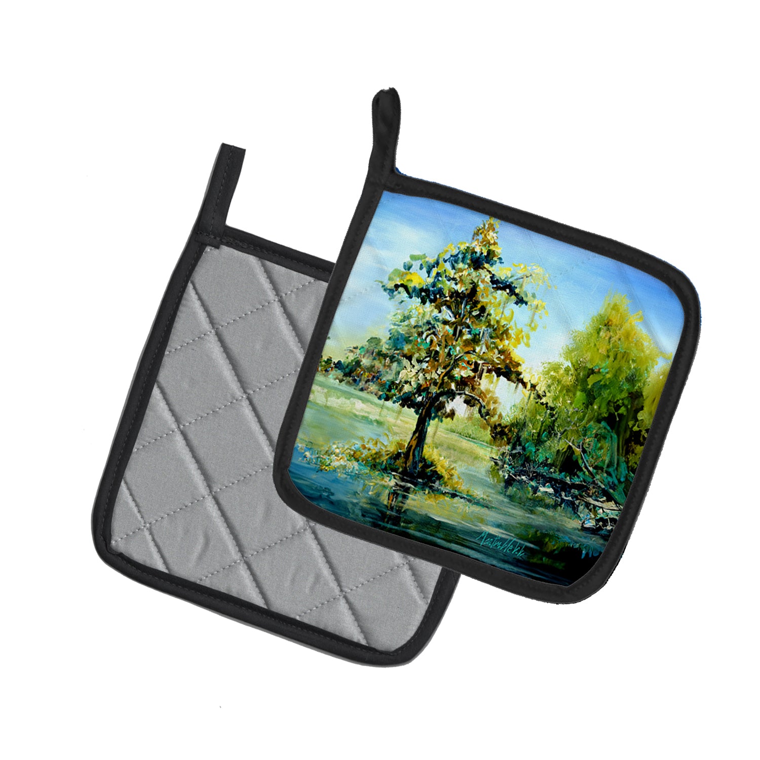 Buy this Cypress Tree in the Bayou Blue Pair of Pot Holders
