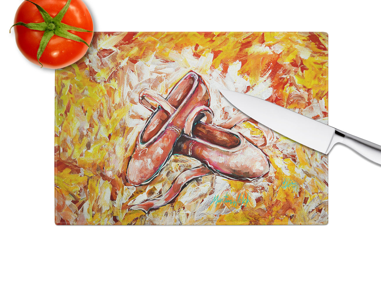 First Step Ballet Shoes Glass Cutting Board