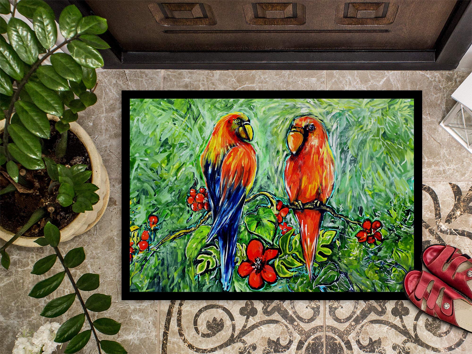 Fred and Freda Parrots Doormat