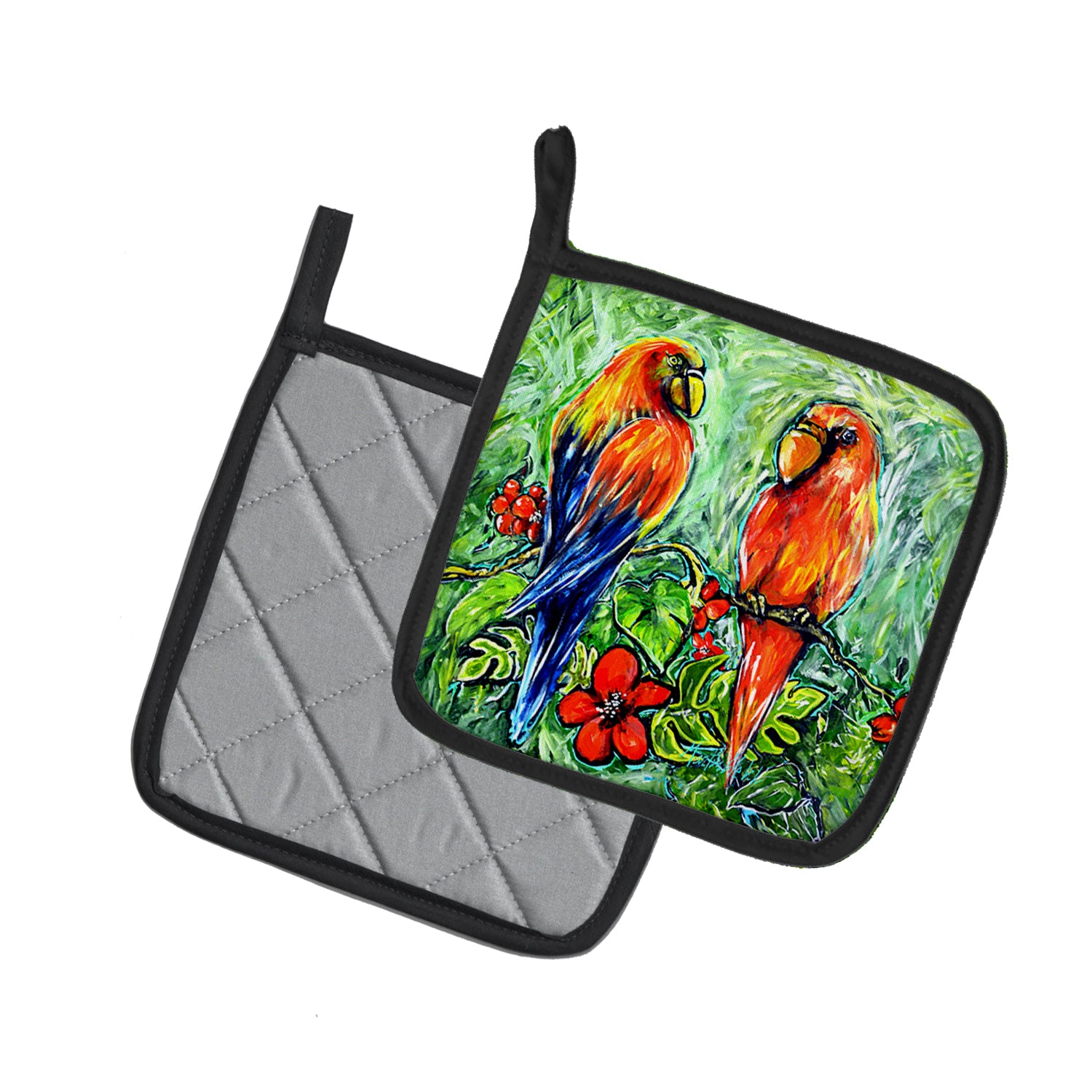 Fred and Freda Parrots Pair of Pot Holders