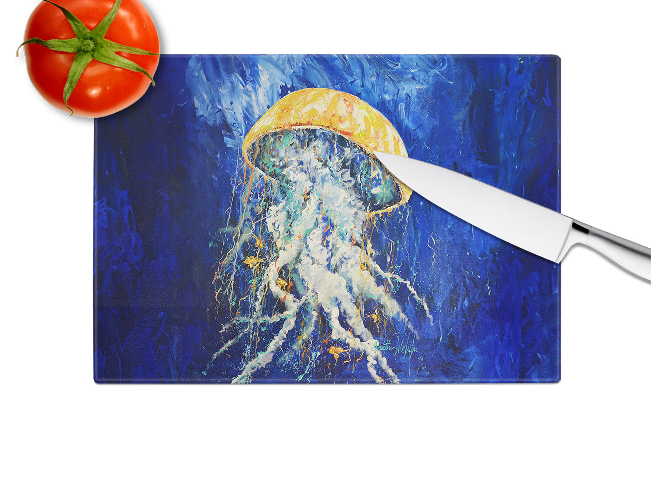 Free Fall Jellyfish Glass Cutting Board