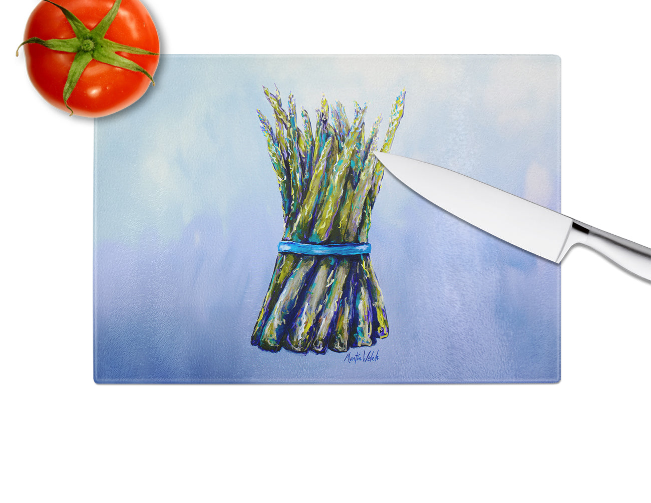 Fresh Bunch Asparagus Glass Cutting Board