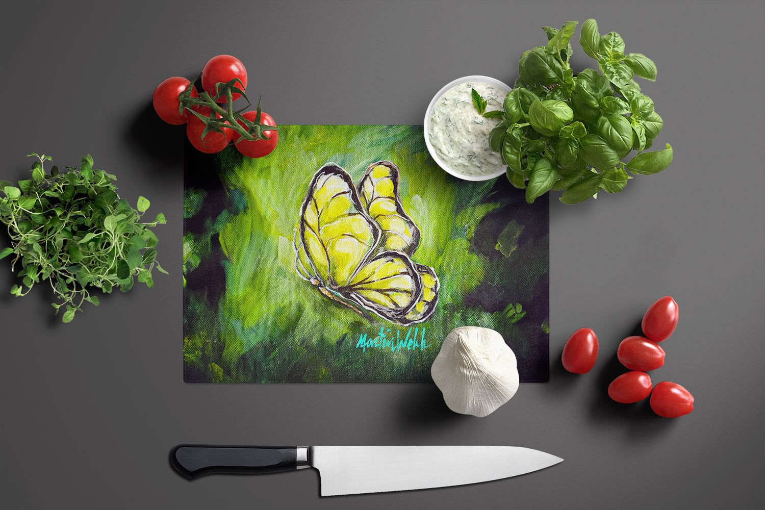 Glover Fly Sage Butterfly Glass Cutting Board