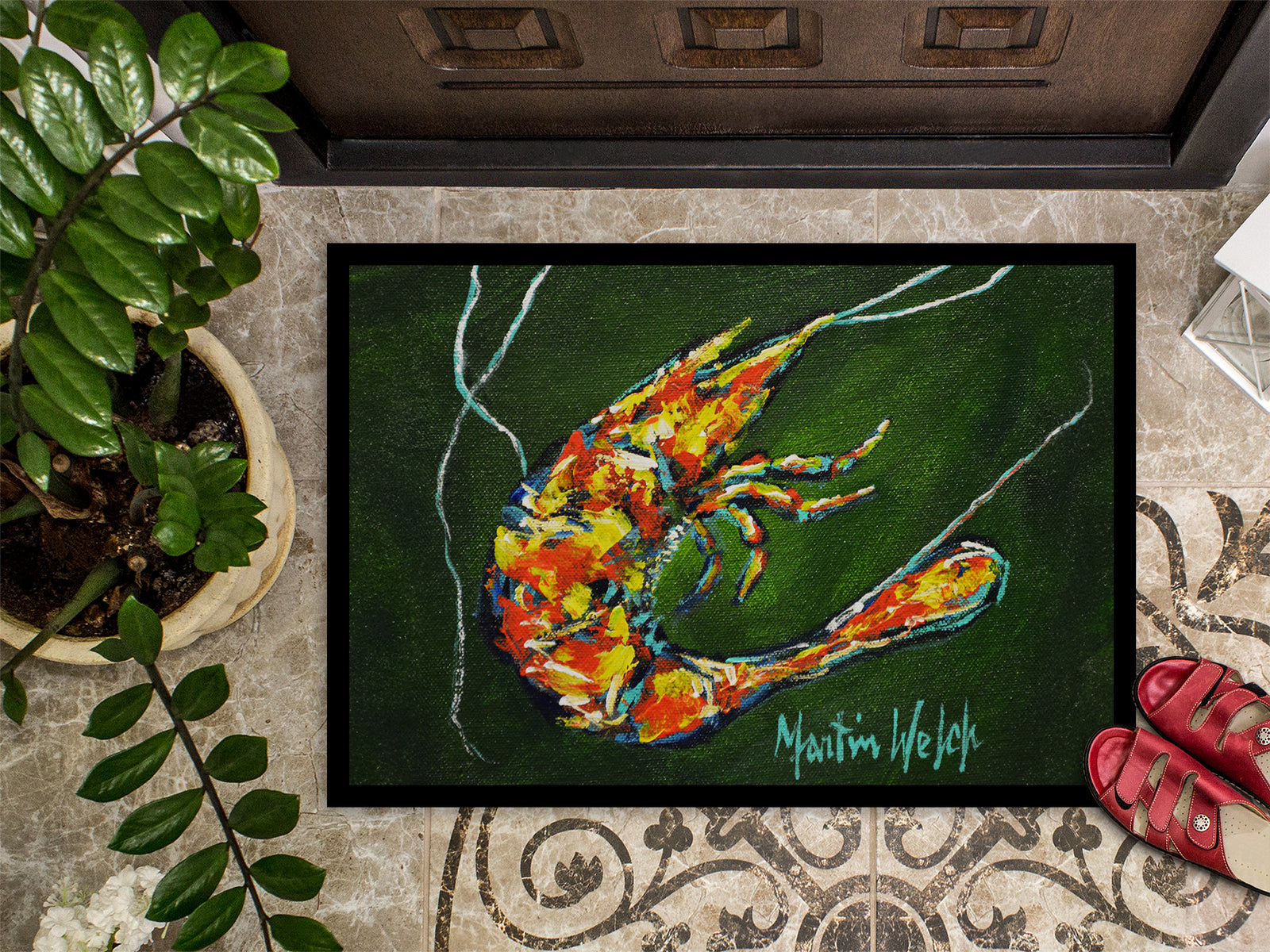 Caroline's Treasures Green Waters Shrimp Doormat