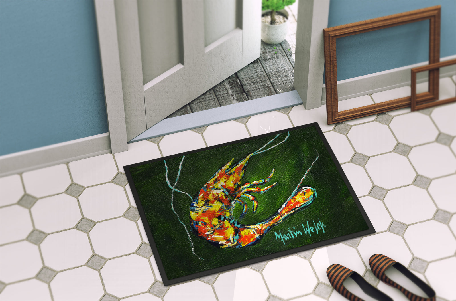 Caroline's Treasures Green Waters Shrimp Doormat