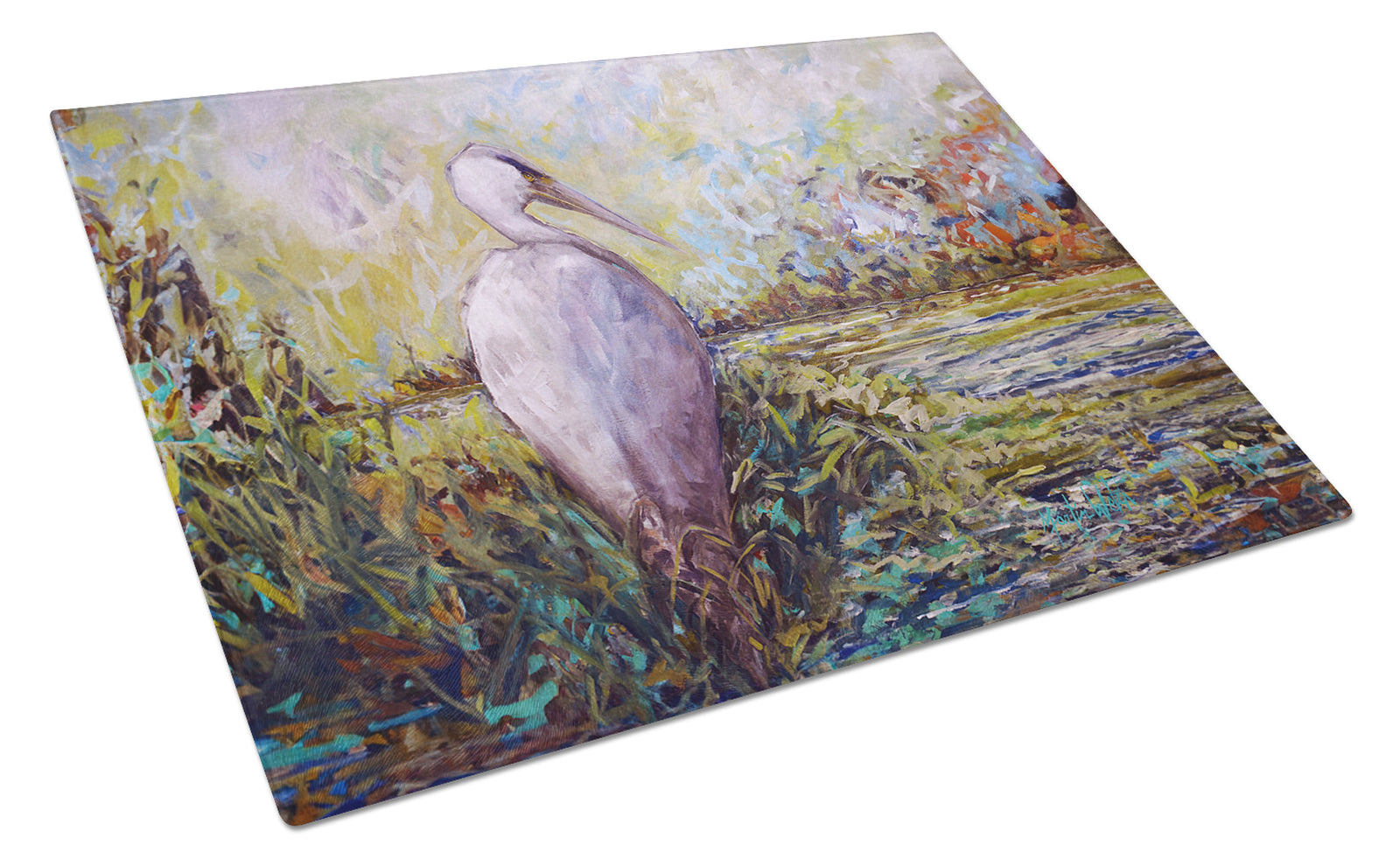 Buy this Heron in the Swamp Glass Cutting Board