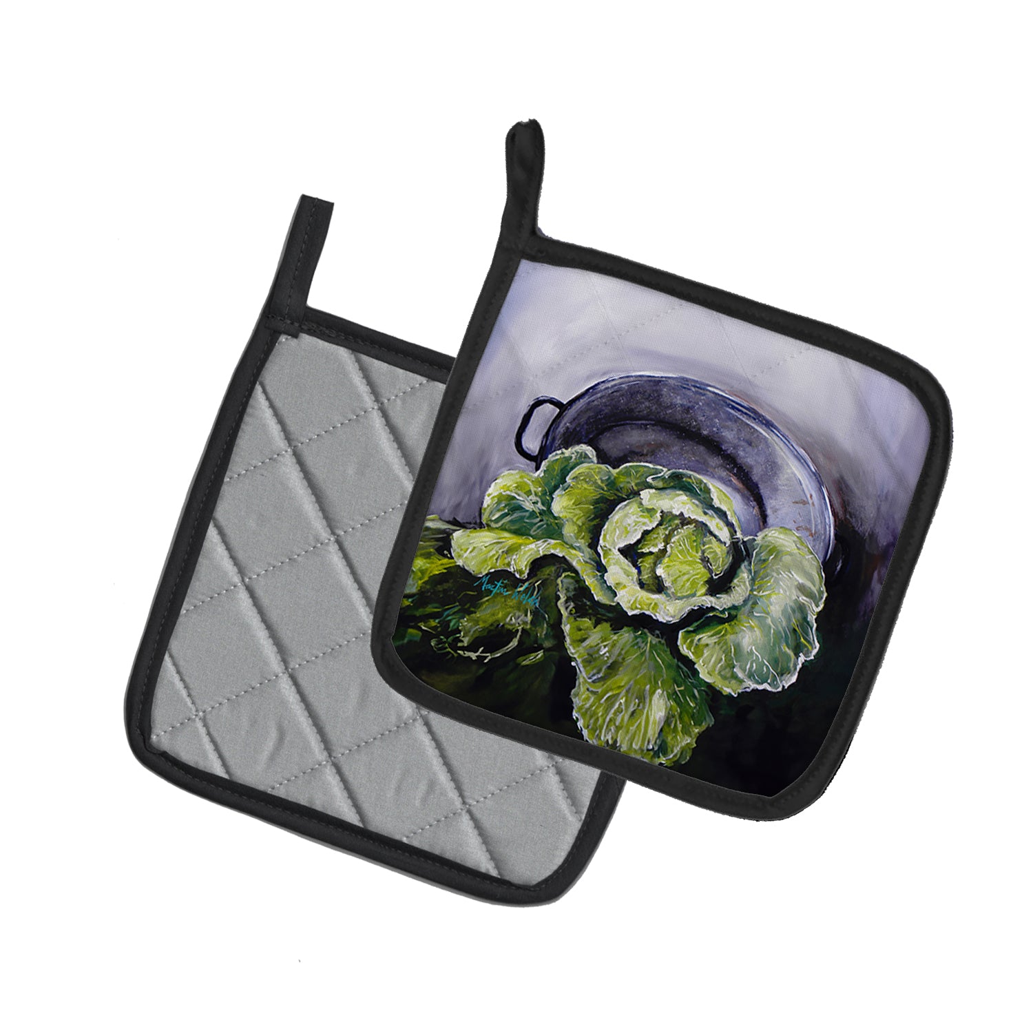 Home Grown In Plaquemines Parish Cabbage Pair of Pot Holders