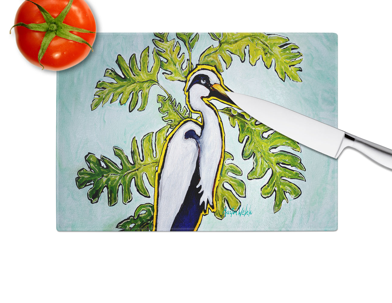 Jungle Fever Heron Glass Cutting Board