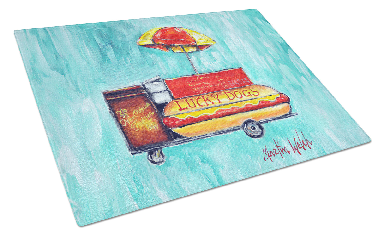 Buy this Hot Dog Cart Glass Cutting Board
