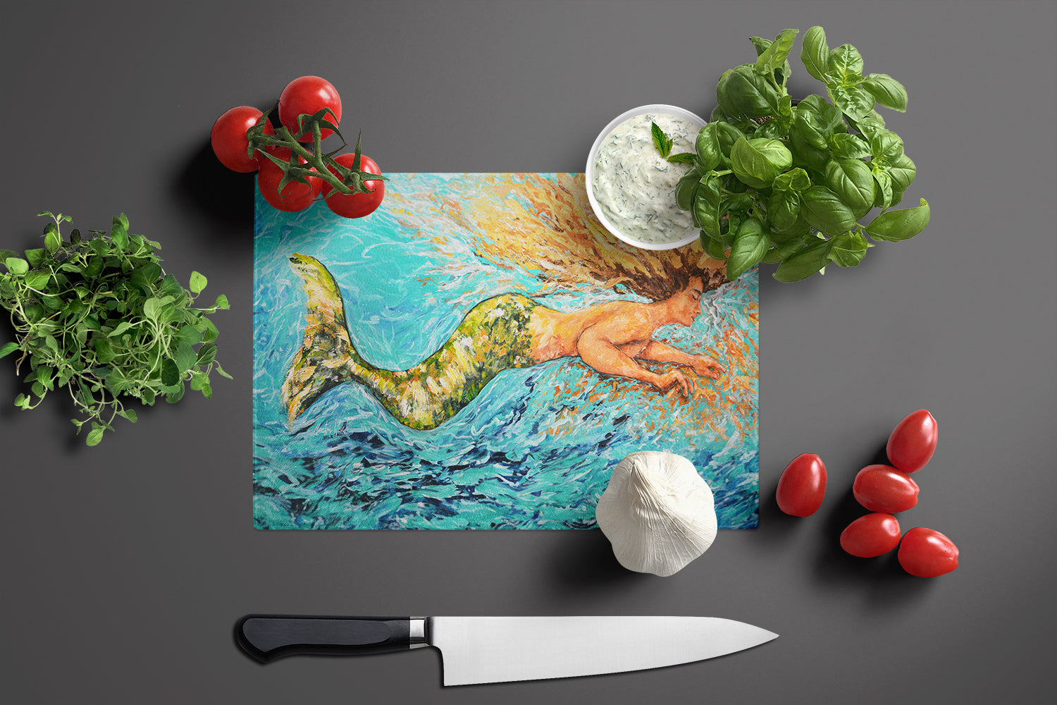 Mermaid After Your Heart Glass Cutting Board