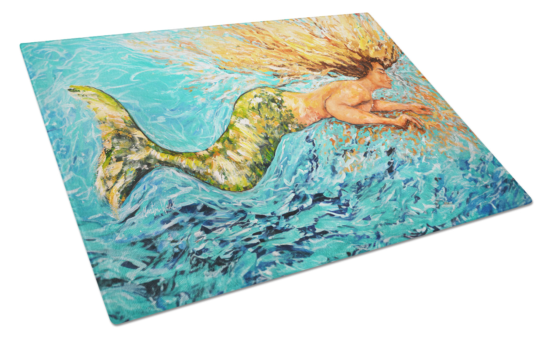 Buy this Mermaid After Your Heart Glass Cutting Board