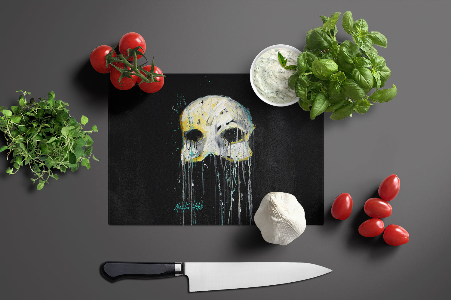 Mysterious Mask Glass Cutting Board