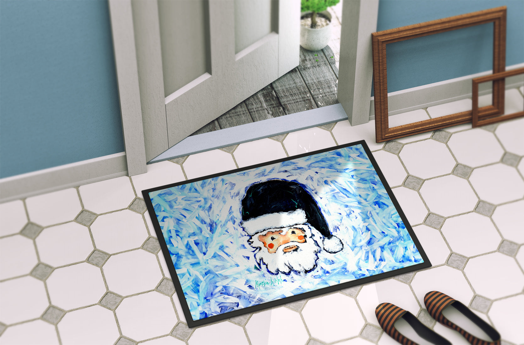 Novena Blue Santa Claus Doormat