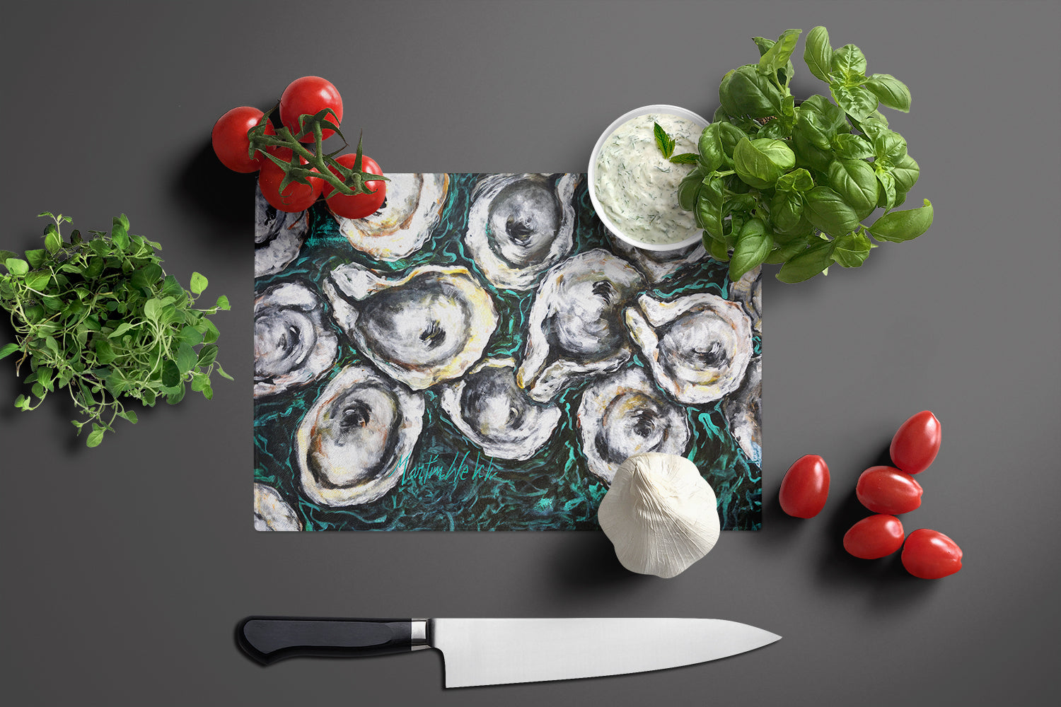 Oyster Lily Glass Cutting Board