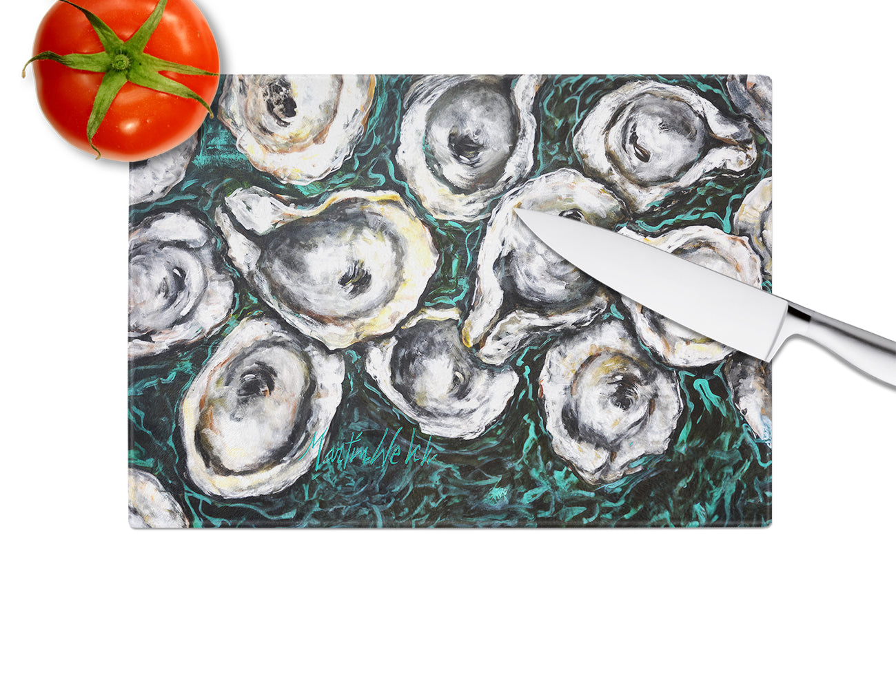 Oyster Lily Glass Cutting Board