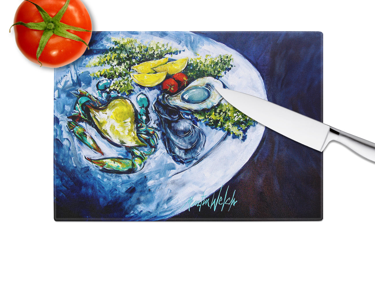 Oyster Plate Glass Cutting Board
