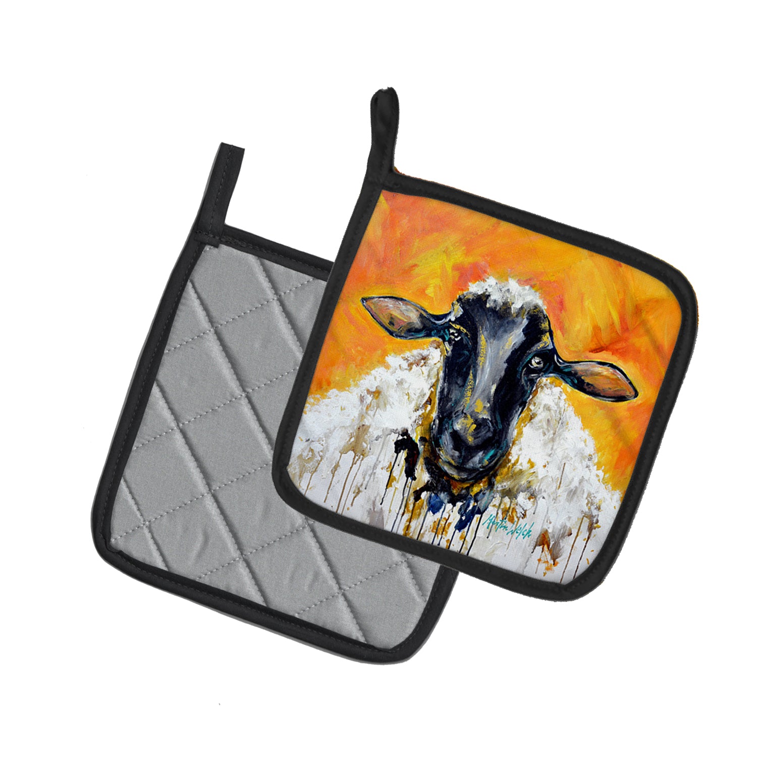 Caroline's Treasures Peach Wool Sheep Pot Holders - Set of 2 Decorative Kitchen Helpers | Made in the USA