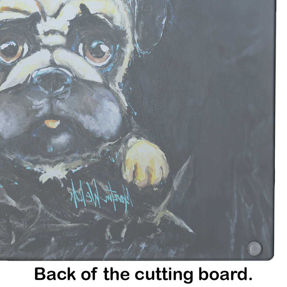 Pug It Out Glass Cutting Board