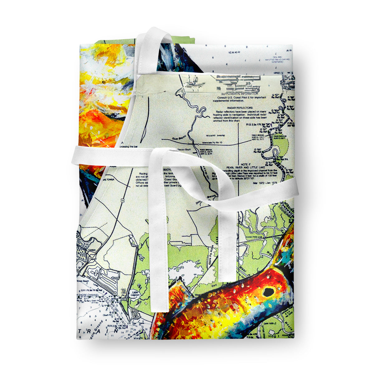 Red Fish On Map Apron
