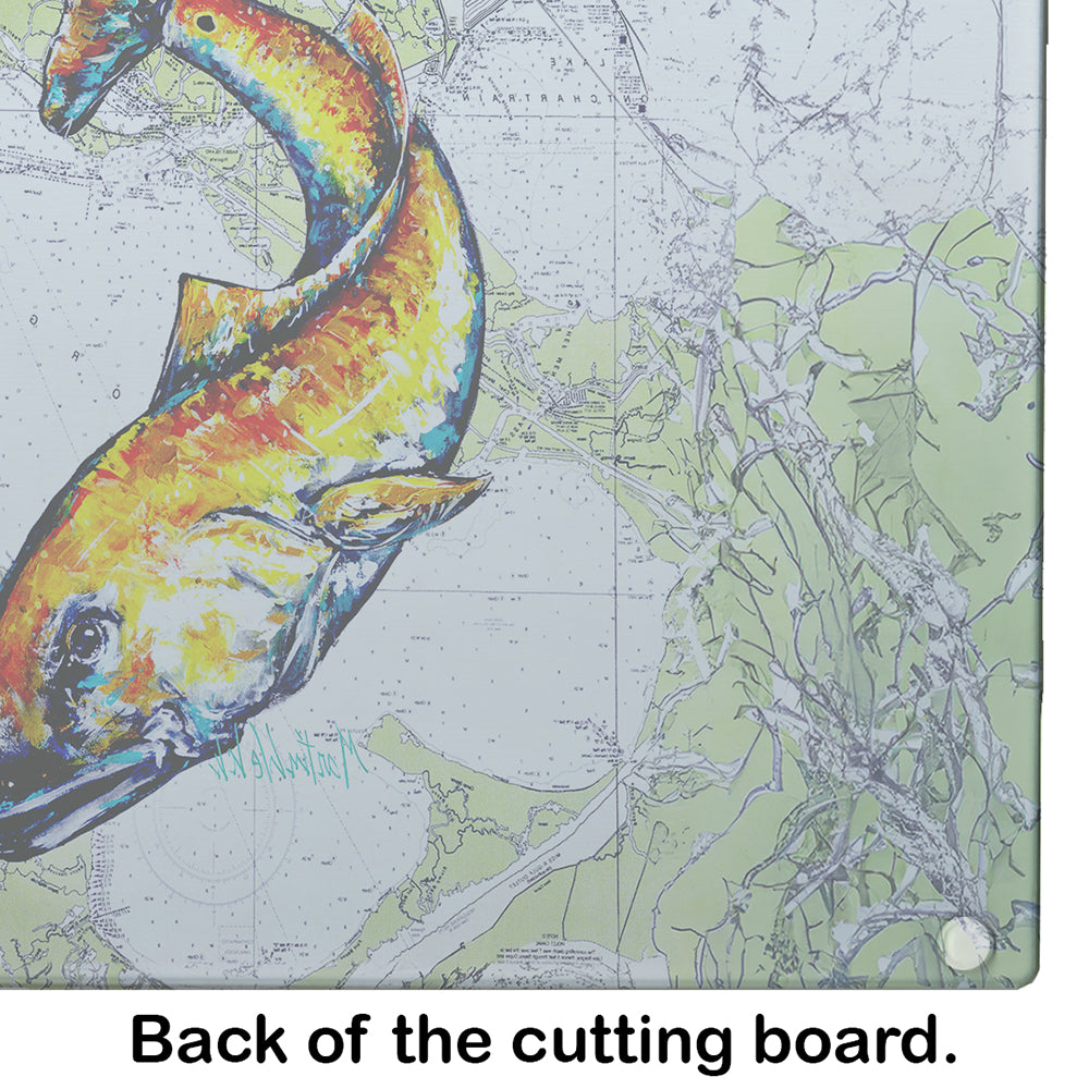 Red Fish On Map Glass Cutting Board