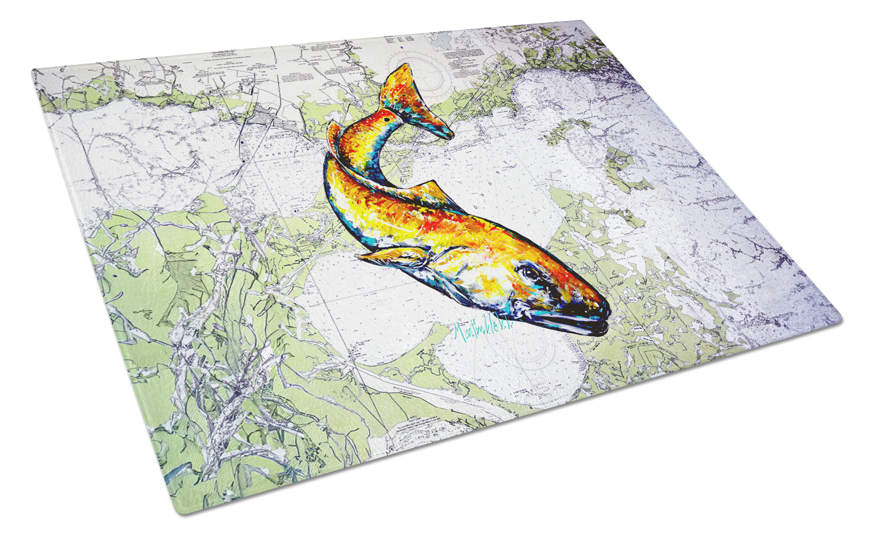 Buy this Red Fish On Map Glass Cutting Board