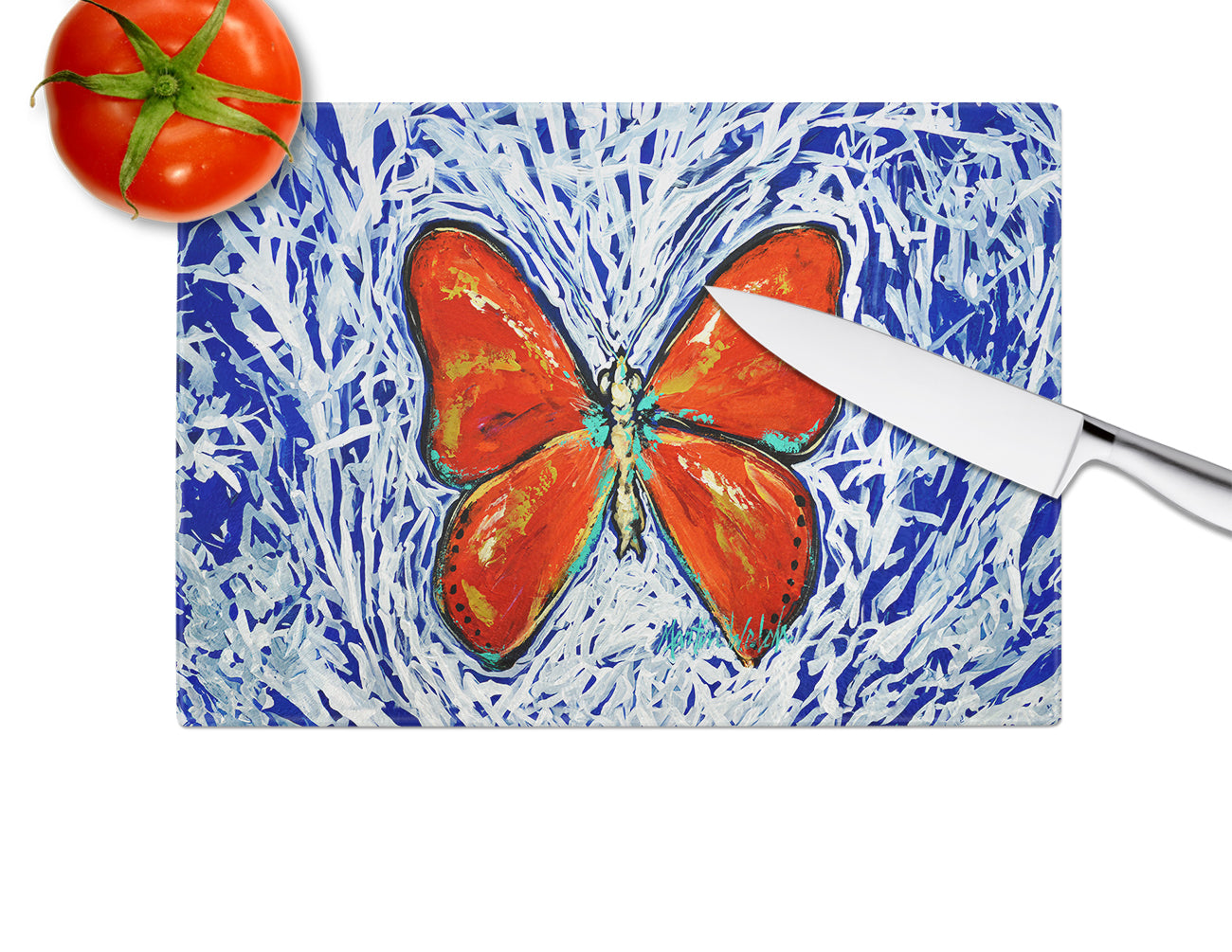 Red Glider Butterfly Glass Cutting Board