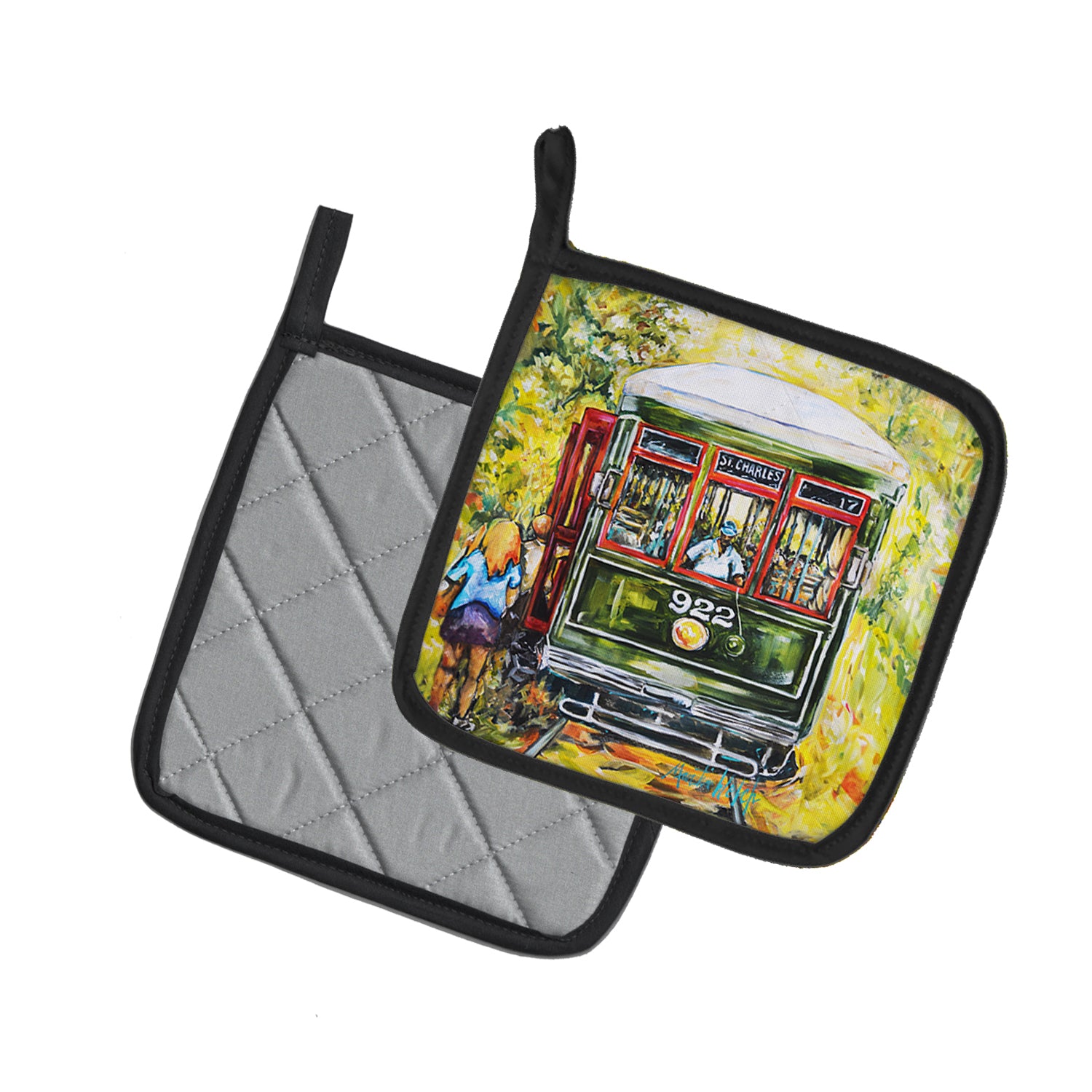 Caroline's Treasures Saint Charles No. 922 Streetcar Pot Holders - Set of 2 Decorative Kitchen Helpers | Made in the USA