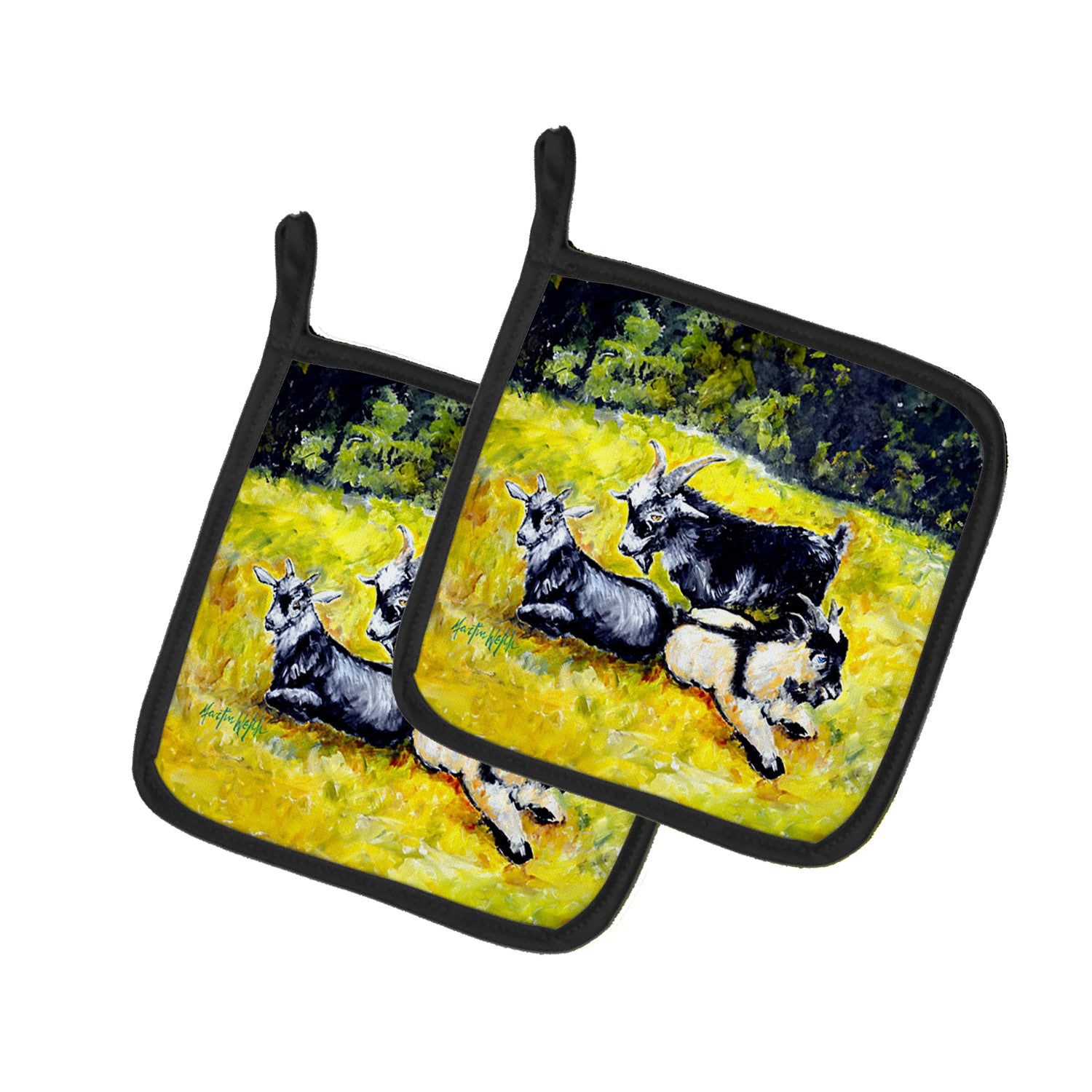 Buy this Scooter Pooter and Tooter Goats Pair of Pot Holders