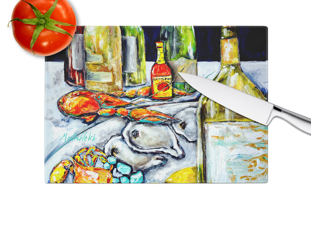 Sit A Spell Seafood Dinner Glass Cutting Board