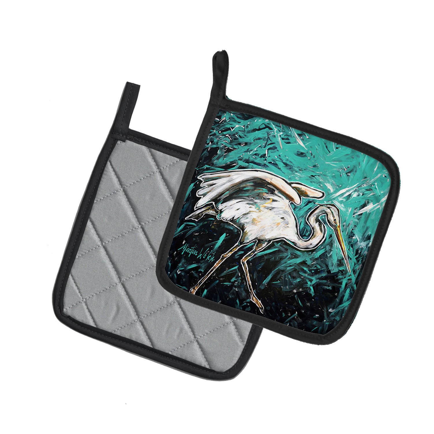 Heron Stretch Pair of Pot Holders
