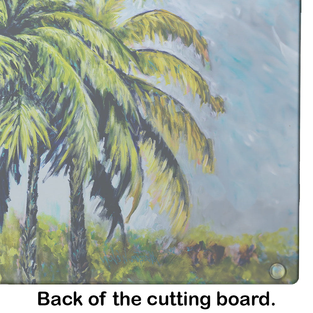 Tropical Breeze Palm Trees Glass Cutting Board