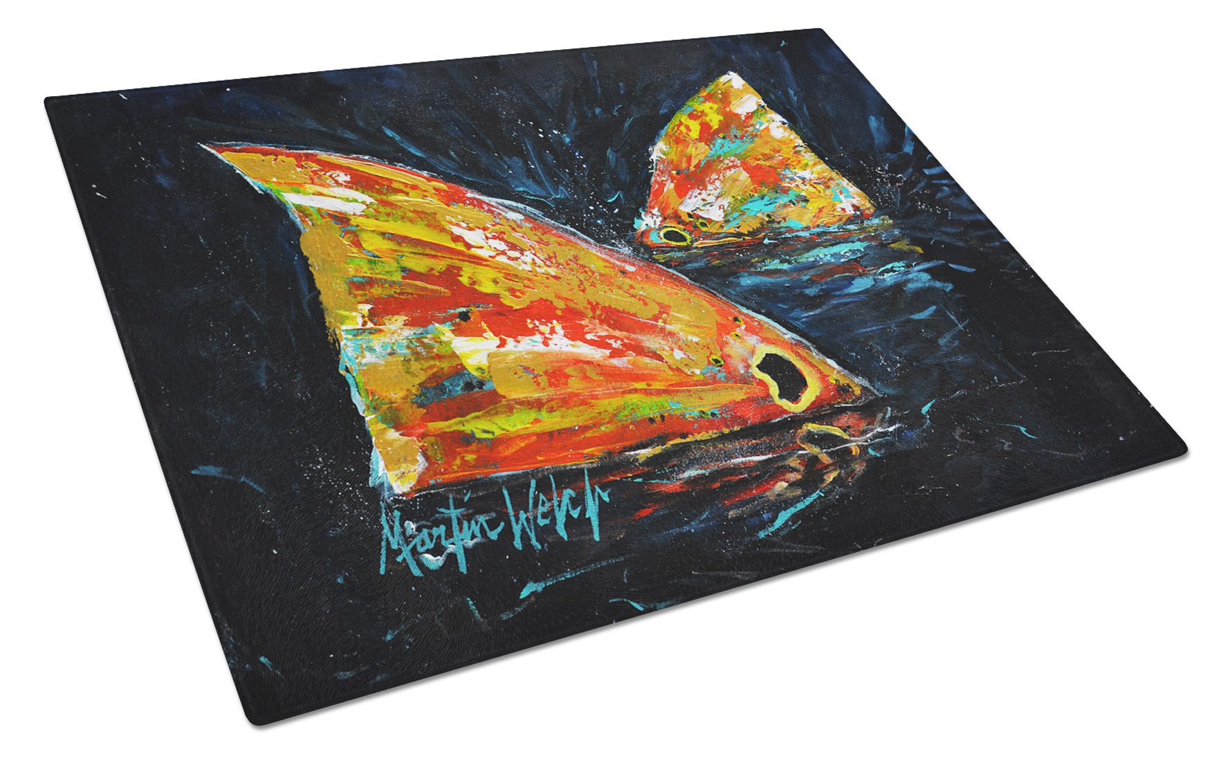 Buy this Red Fish Two Tales Glass Cutting Board