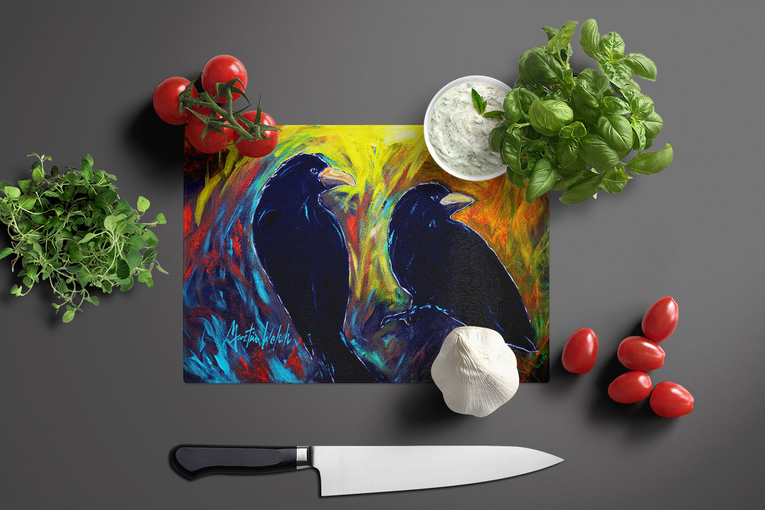 What Was That Black Crows Glass Cutting Board