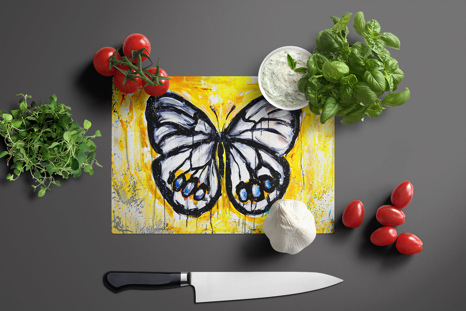 Buttefly Whisp Glass Cutting Board