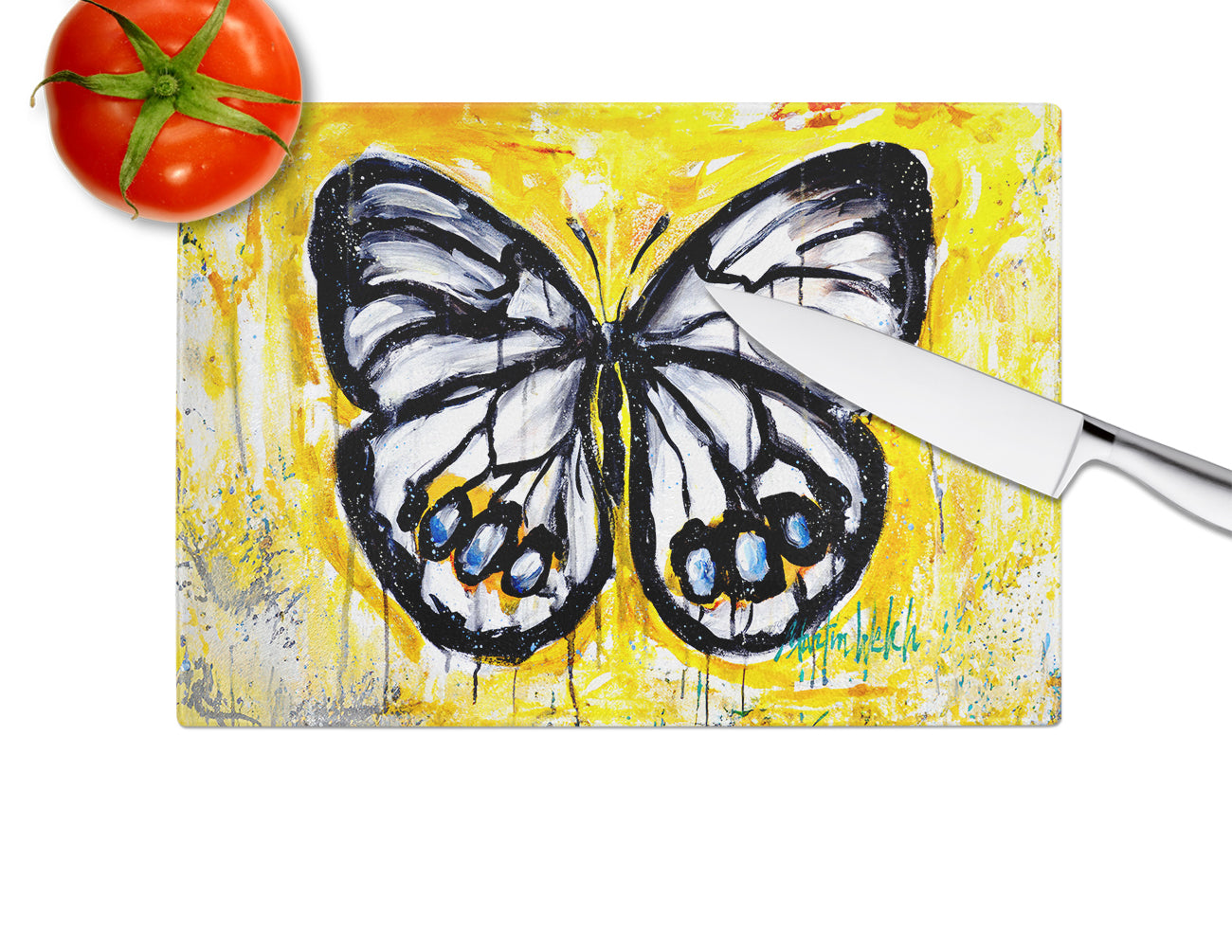 Buttefly Whisp Glass Cutting Board