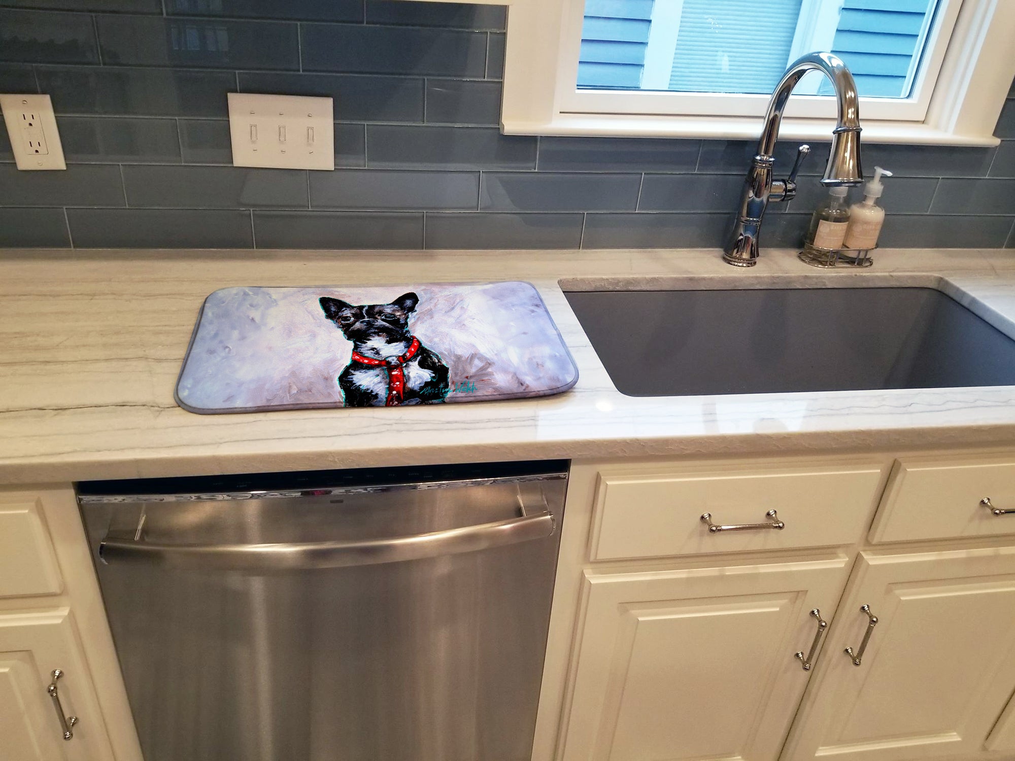 Boston Terrier Ziggy Dish Drying Mat