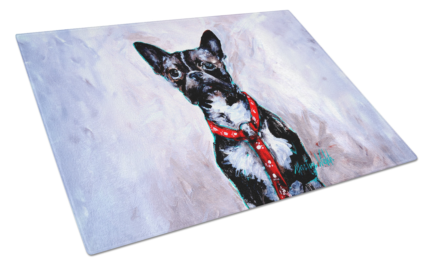 Buy this Boston Terrier Ziggy Glass Cutting Board