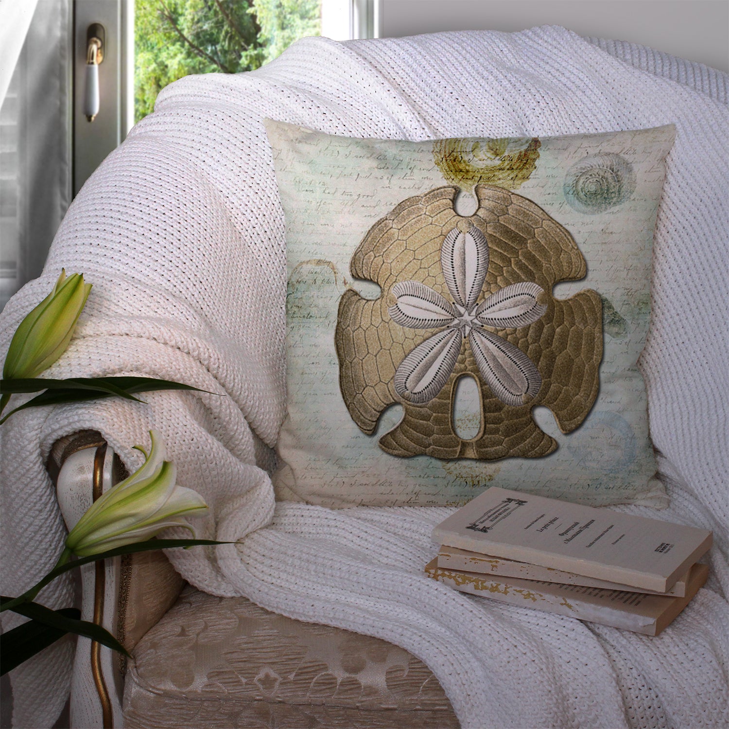 Caroline's Treasures Sand Dollar Throw Pillow - 14x14 Decorative Pillow – Art for Your Home & Patio