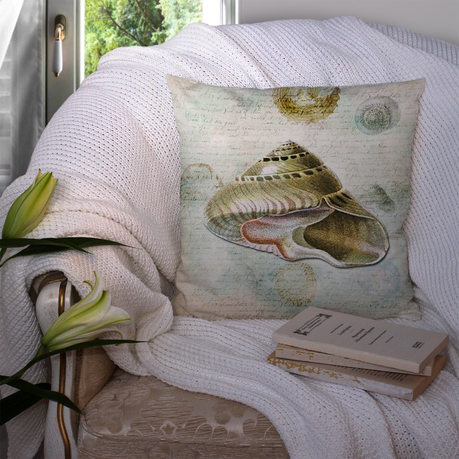 Caroline's Treasures Shells Throw Pillow - 14x14 Decorative Pillow – Art for Your Home & Patio